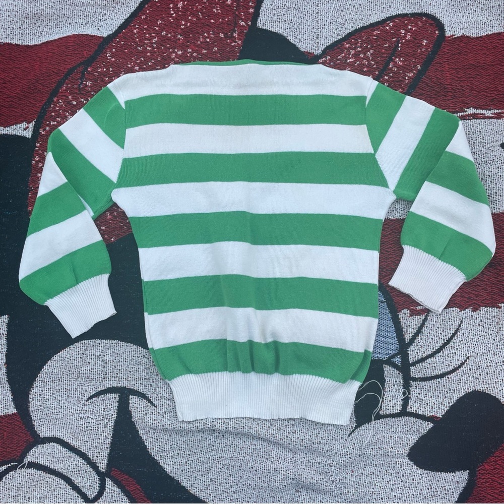 VINTAGE SKM GREEN WHITE STRIPED PULLOVER SWEATER SHIRT TOP SIZE 6X BOYS